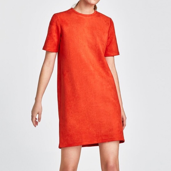 orange suede dress